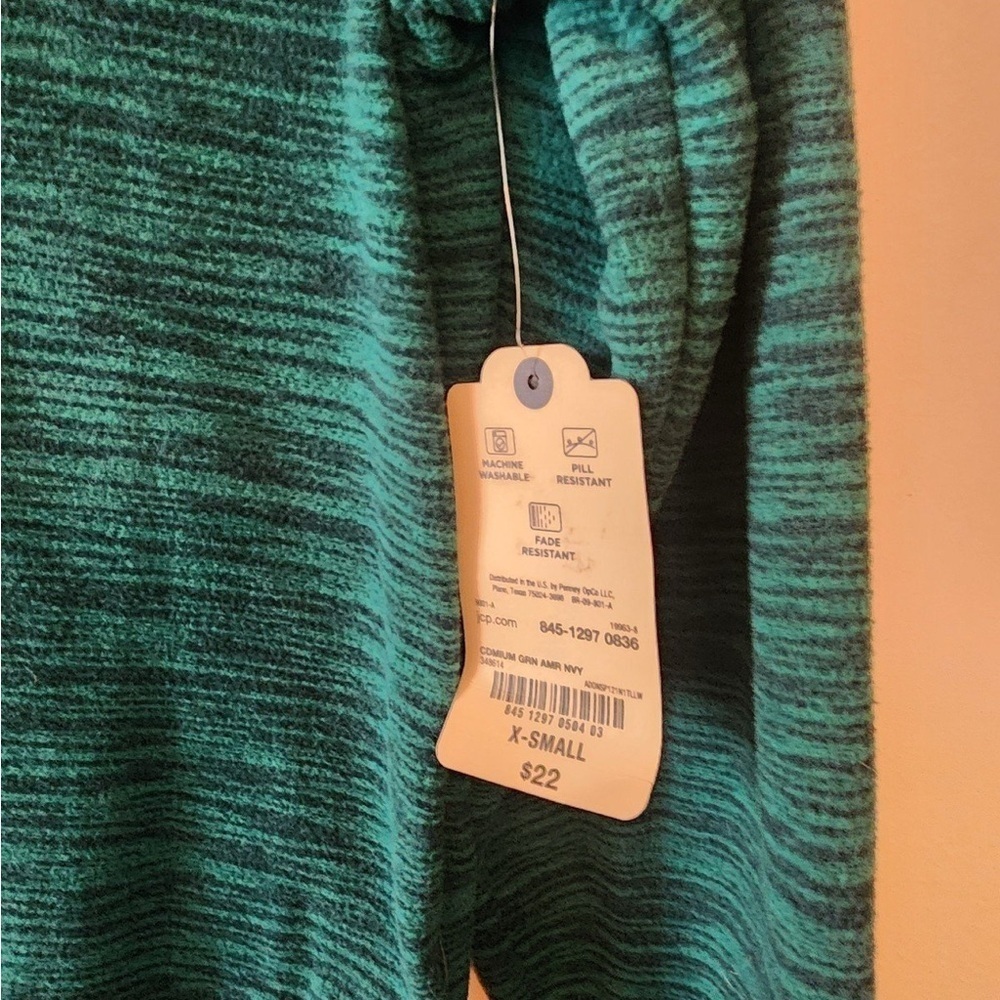 St johns bay lightweight Fuzzy classic v neck sweater green size xs - Picture 3 of 4